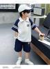 New handsome polo shirt short sleeved two-piece set for boys' summer sports suit, stylish boys' summer suit
