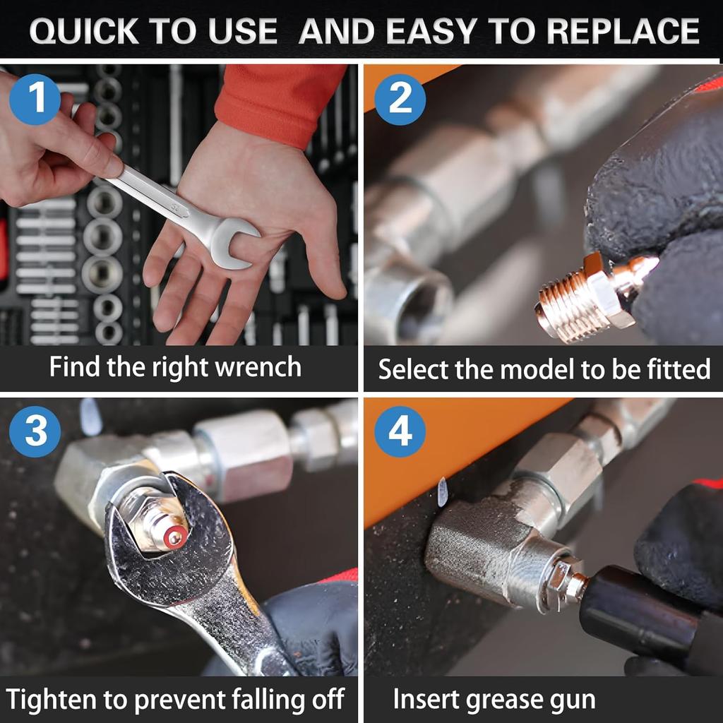 60Pcs Grease Fittings Kit, 1/4 & 1/8 Inch BSP Grease Zerk Fittings Assortment With 90 Degree, 45 Degree, And Straight Angle For Automotive, Tractors,