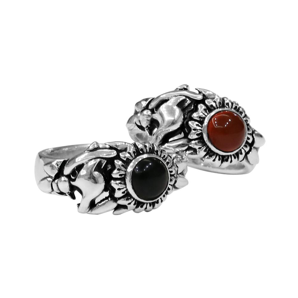 Anonymous Artisan Panther Flower Ring - Onyx
