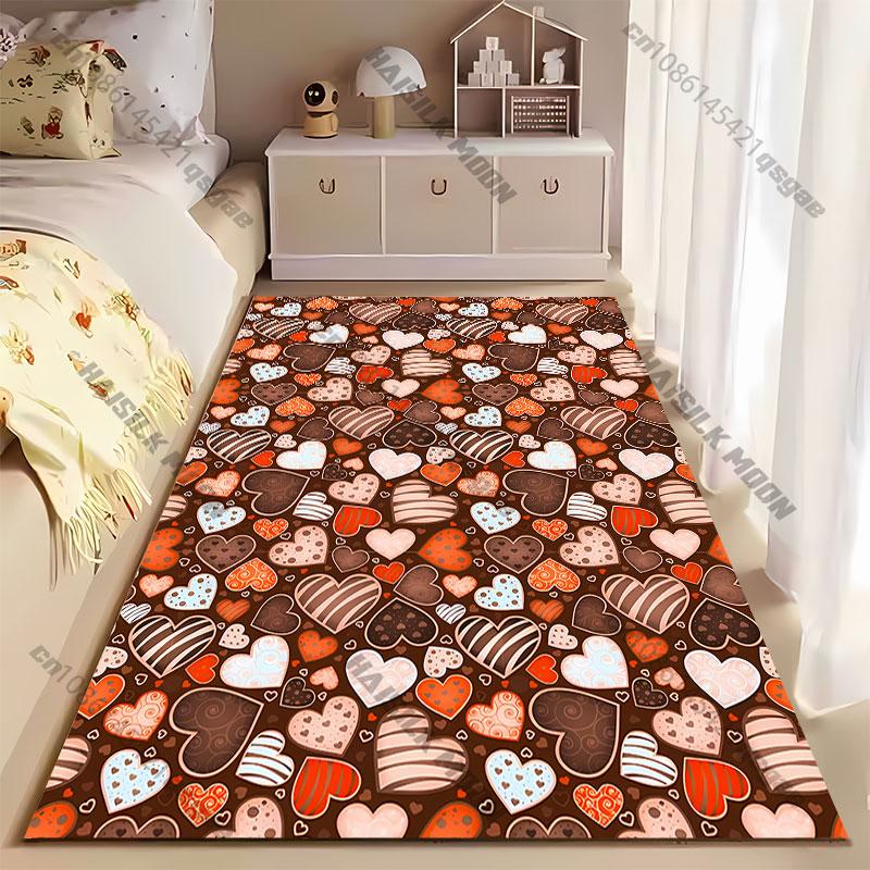 Colorful Hearts Chocolate Pattern Carpet Yoga Living Room Room Decor Children's Crawling Mat Doormat Area Rug Games Mat