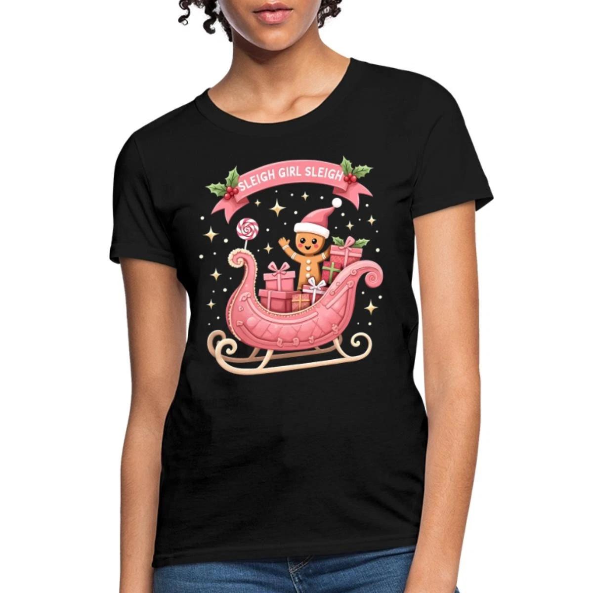 Christmas Sleigh Girl | Feminist Gingerbread Xmas Women s T-Shirt XL