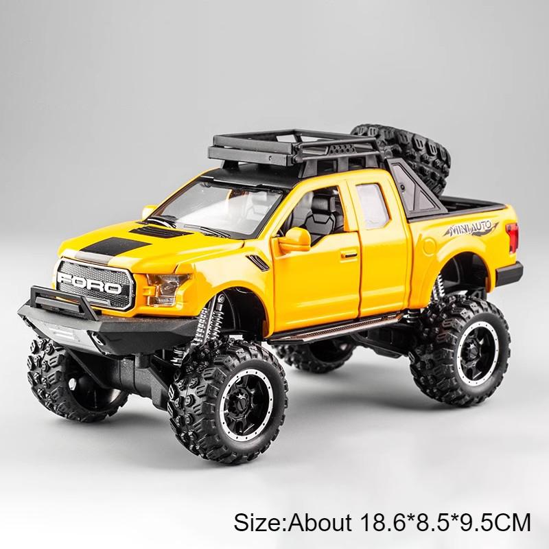 1:32 Scale Raptor F-150 BigFoot Pickup Car Model Toy Pull Back Sound&Light Off Road Truck Models Collection Gifts For Kids