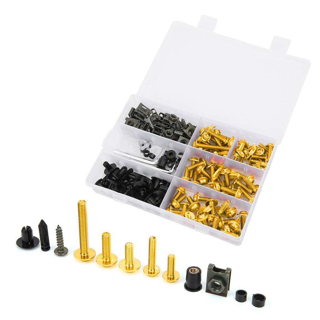 198PcsSet Windscreen Fairing Screws M5 M6 Bolts Kit Motorcycle AccessoryGolden