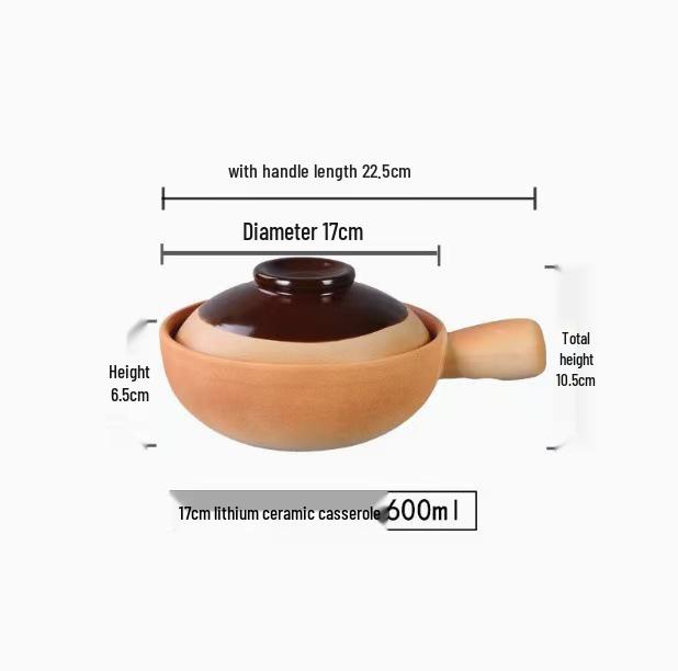 High-Temperature Resistant Clay Pot with Handle for Claypot Rice & Noodles - Durable, No Crack, Small Commercial Sand Pot