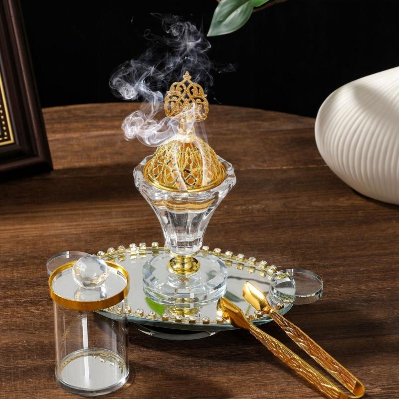Artistic Rotating Incenses Burners Set With Jar For Yoga Room And Home Centerpieces Arabic Styles Table top Decors