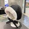 Korean Trendy Strap Warm Hat Ear Protection Cap Thickened Fleece-lined Bucket Hats Casual Versatile Ear Flap Cap Crossbody Bag