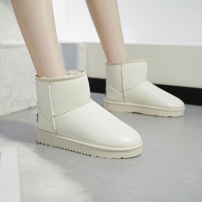 Invierno Nuevo Noreste Impermeable Botas de Nieve para Mujer Tubo Corto Suela Plana Cálidas Acolchadas Forradas de Lana Zapatos de Algodón