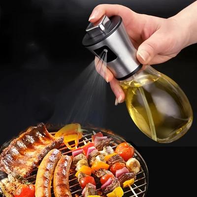 Oil Spray Bottle Perfect for Kitchen Cooking & Air Fryer Bottle Glass Stainless Steel Oil Sprayer Kitchen Gadgets 200ML