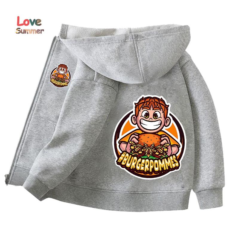 

Burgerpommes Icrimax Child Cardigan Jacket Anime Cartoon Windbreaker Hooded Spring Autumn Casual Thin Top Coat Kid Clothing Gift 160