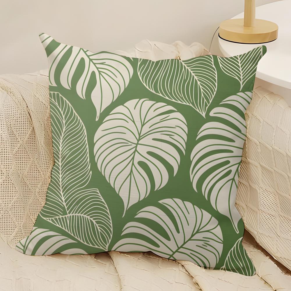 Modern style Leaf Pillow Case Natural Linen Double-Sided Printing Sofa Home Decor Cushion Cover