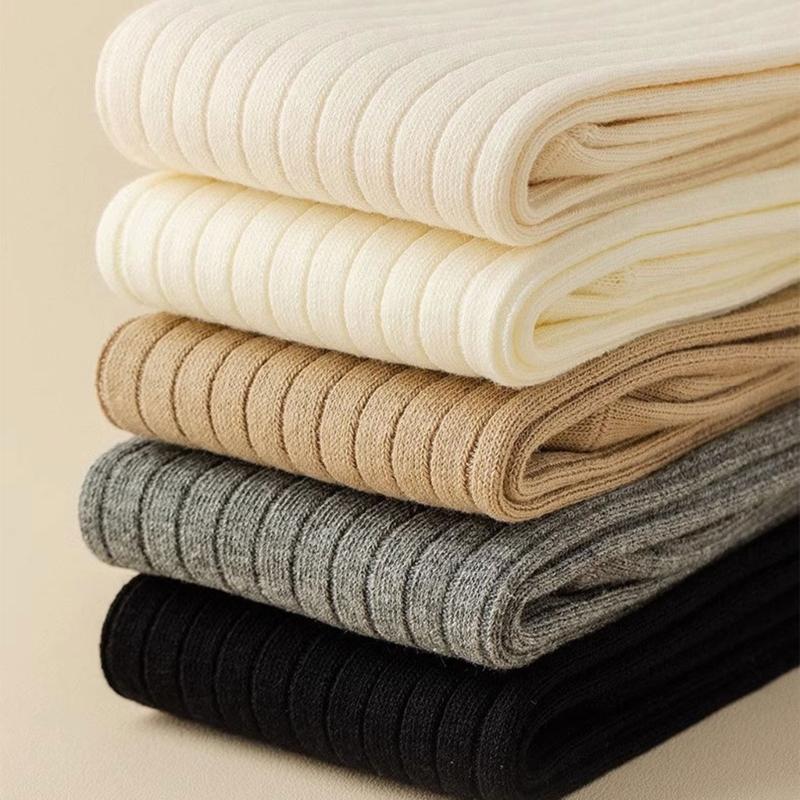 Einfarbige Kniehohe Lange Socken für Damen Japanische Studentin Raffung Lässiges Oberteil Gerippt Gestrickt Oberschenkelhohe Strümpfe Strumpfwaren
