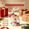 Charming Winter Table Decor Christmas Reindeer Snowman Resin Figurine, White Deer Statue with Red Scarf, Festive Mantelpiece Display Holiday Tabletop