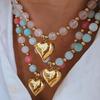 Bohemian Heart Necklace For Women With Glass Beads Summer Beach Vacation Accessory