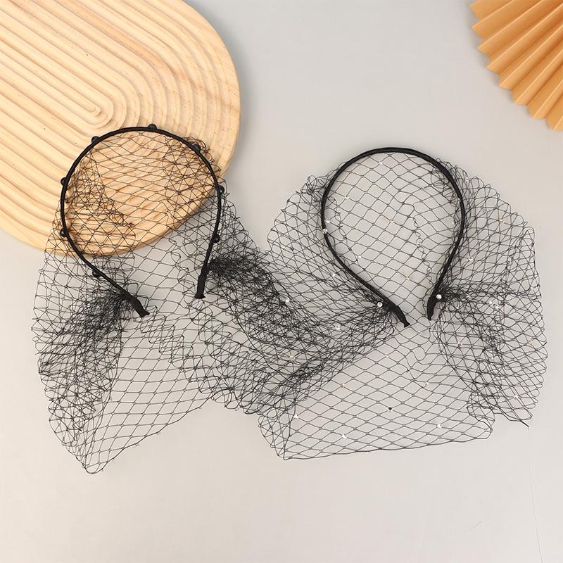 Fashion Tulle Cage Veil With Pearls Wedding Party Dress Veil Headbands Hair Jewelry Party Stage Headgear Headdress