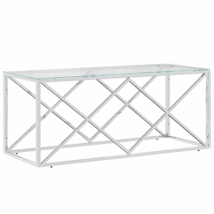 VidaXL Table basse 110x45x45 cm acier inoxydable et verre 349961