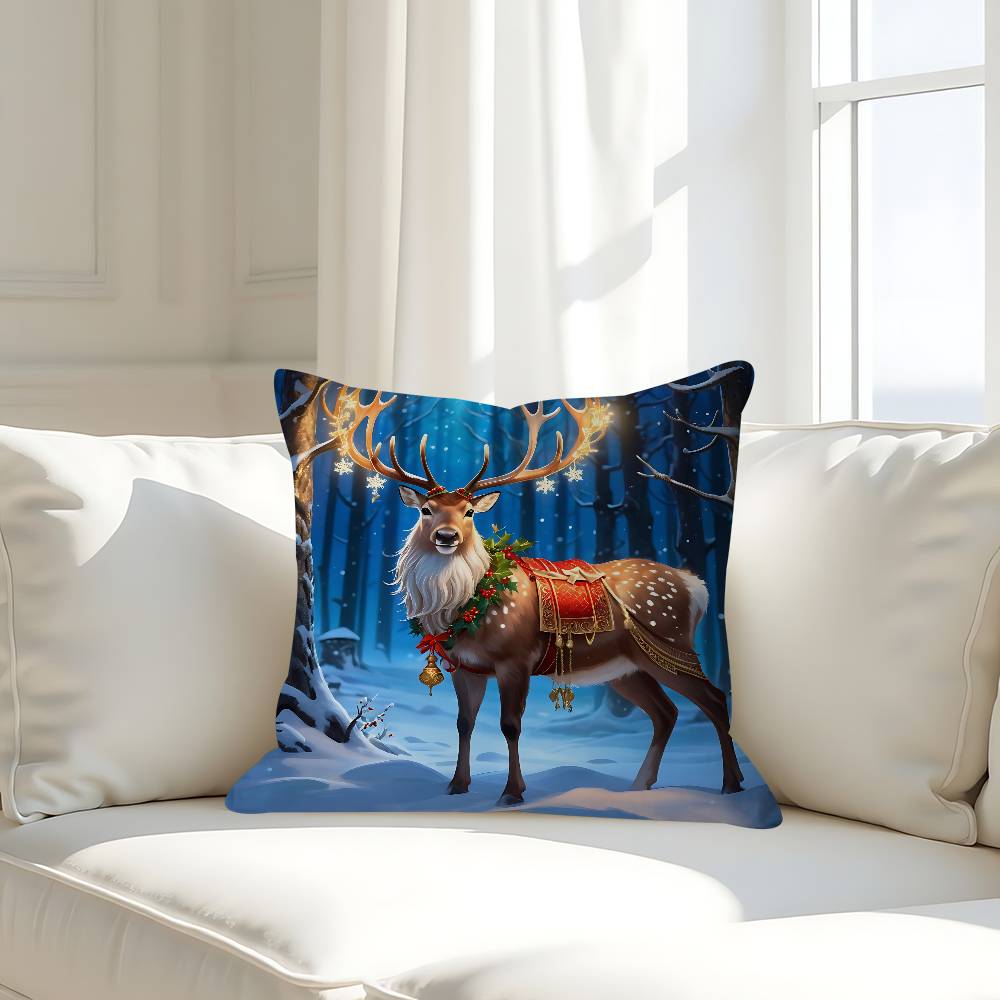 Weihnachts Rentier Kissenbezug Abnehmbarer Waschbarer Kissenbezug – Ganzjahresweichleinen
