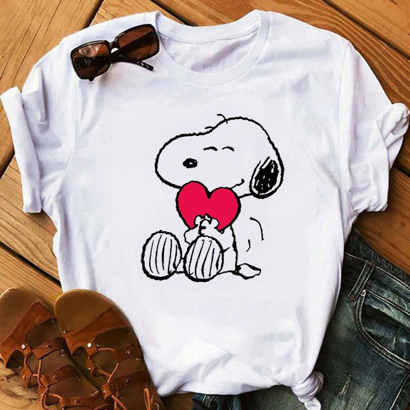 Womens Snoopy T Shirts Summer Casual Short Sleeve Harajuku Korean Style Tops Disney Print Kawaii Female Tshirt Women Top