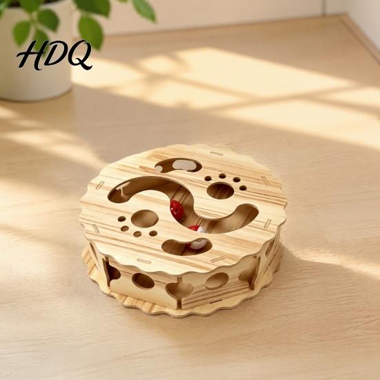 Safe Solid Wood Cat Toys Interactive Toy with Rolling Balls Durable Density Board Scratching Kitten Self Entertainment Toy Anxiety Relief