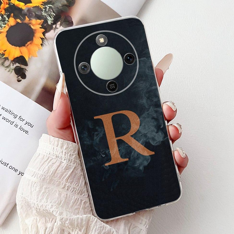 5G For Honor X70 MTN-AN00 Case For Honor X70 Cover Clear Luxury A-Z Letters Fashion Flowers Crown Soft Bumper Casing