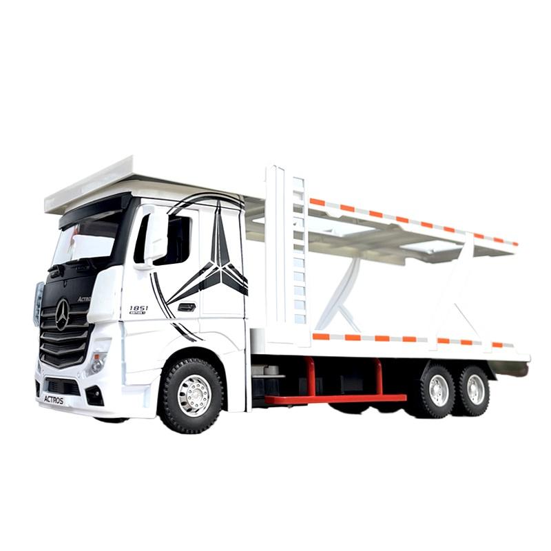 

1/24 Double Decker Flatbed Transport Vehicle Trailer Truck Alloy Toy Car Model Sound and Light Children s Toy Collectibles Gift