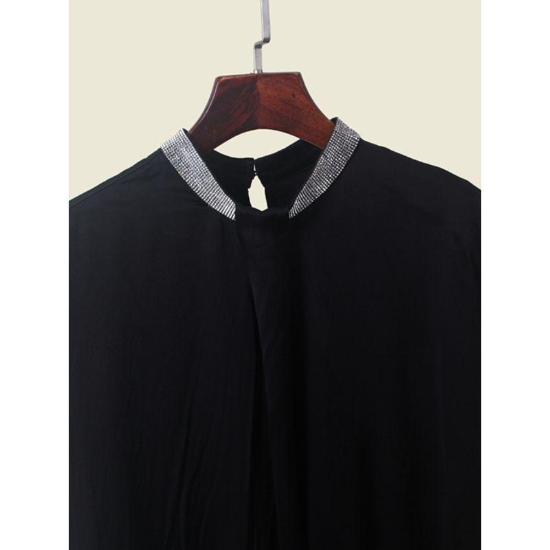 Stick-on Crystals Shiny Sleeveless Shoelace Vest Elegant Women's Black Bottoming Vest Top