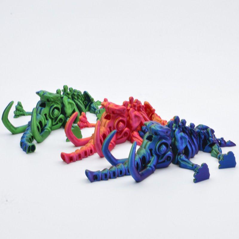 3D Printed Adorable Movable Mammoth Cartoon Skeleton Toy