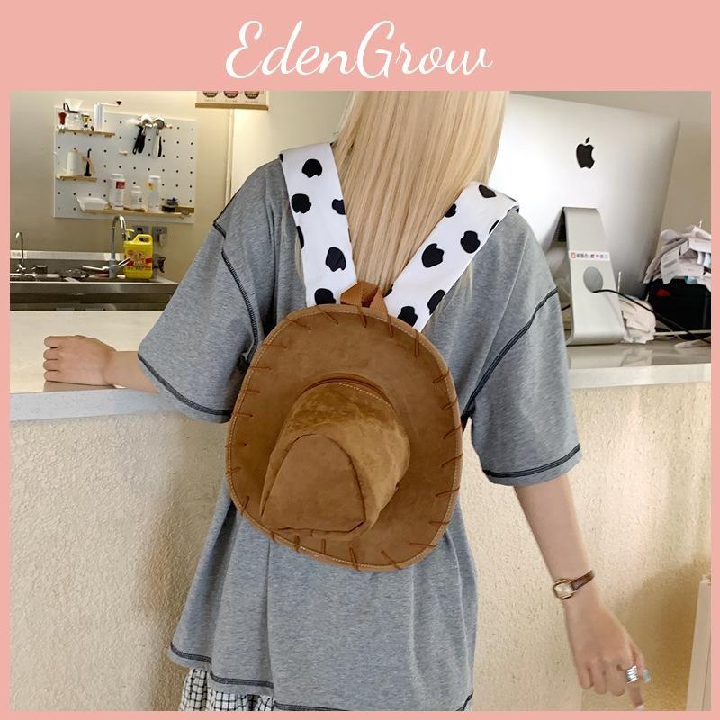 Color Solid Retro Woody Embroidered Plush Daypack With Soft Material Gift Giving