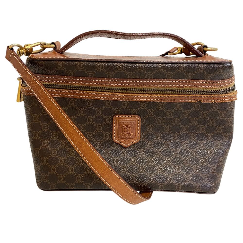 CELINE 2way vintage Macadam leather Shoulder Bag Brown leather Women Used