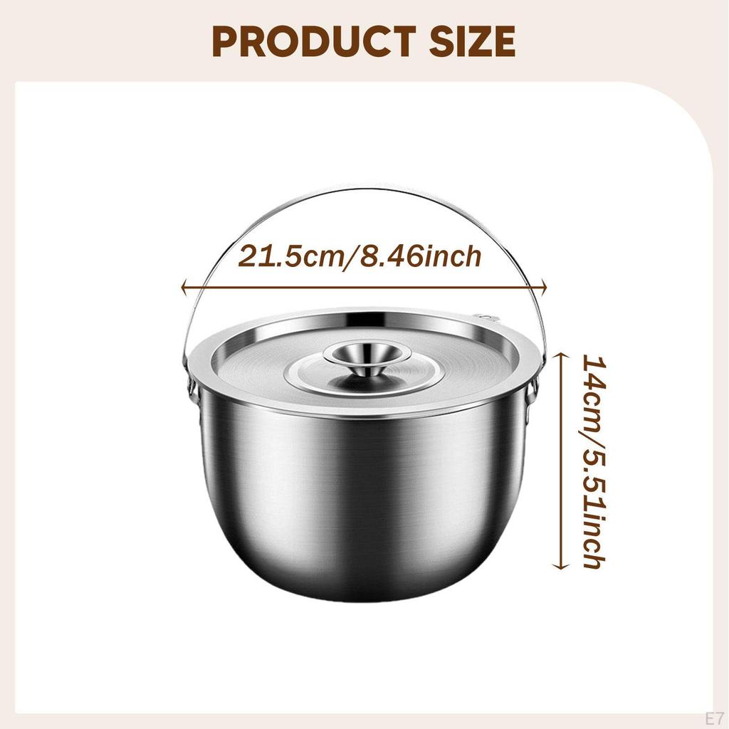 Camping Container Pot Multifunctional with Lid and Handle Camp Cookware for Restaurant BBQ Cooking