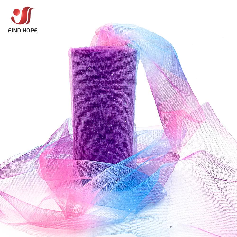 New Design Ombre Glitter Mesh Fabric - Shimmer Gradient Tulle for Bridal Accessories, Party Decor & DIY Costume Craft (10Yards)