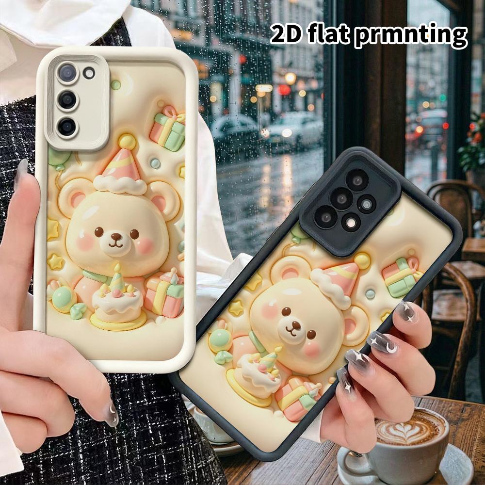 Phone case: 2D flat, fits Samsung Galaxy A34 A35 M05 M06 S20 S22 S21 FE Plus 5G, birthday teddy bear, perfect Christmas and Halloween holiday gift