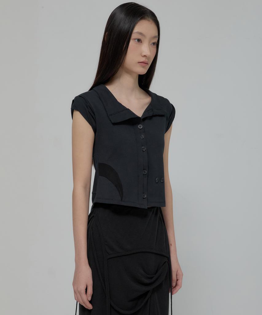 Peulleeoeob Paneled Half Shirts (Fl-123_Black)