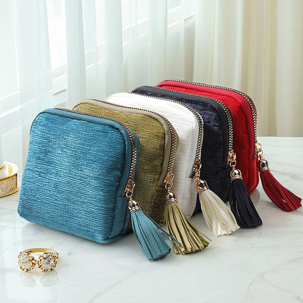 Portable Travel Jewelry Storage Bag Multi-layer Tassel Crystal Bracelet Storage Pouch Handheld Wallet Bracelet Jewelry Bags