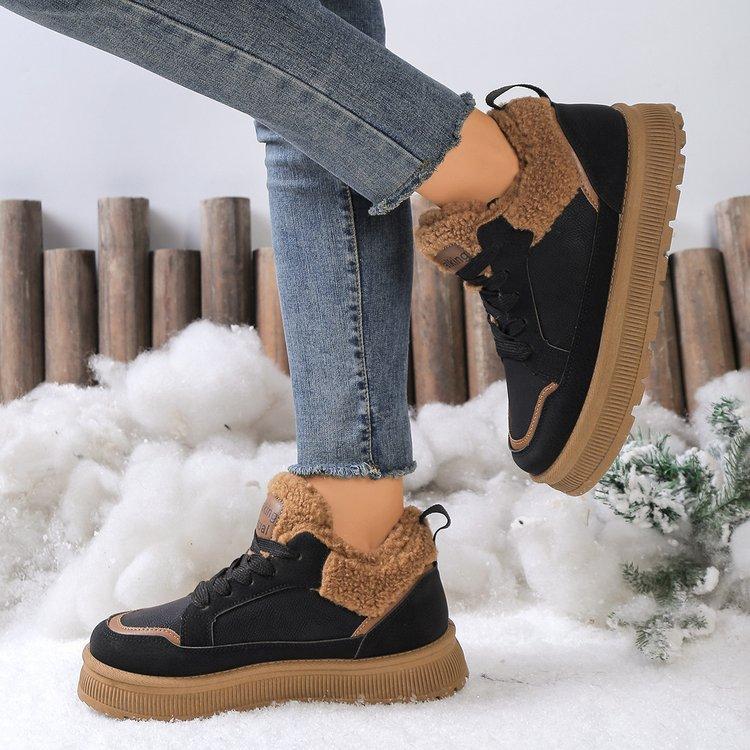 Large size warm snow boots for women's autumn and winter new velvet thickened retro fashion casual sports cotton boots for women