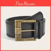 Vintage Style Womens Wide Leather Belt With Metal Buckle For Elegant Dress Pairing