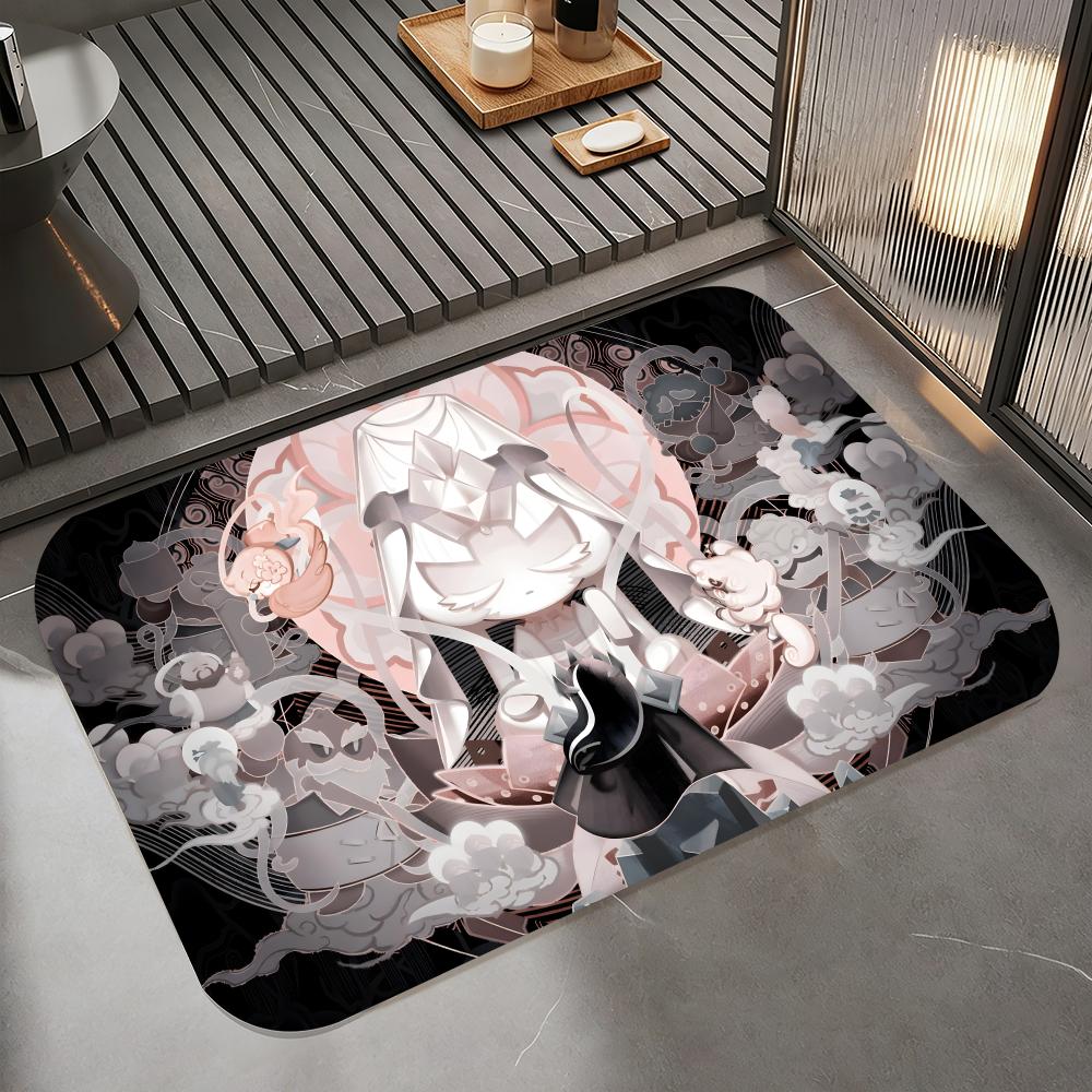

Anime 7-Cookie Run Kingdom Floor Mat Diatomite Bath Mat, Quick Dry Absorbent Non-Slip Door Mat 50cm x 80cm