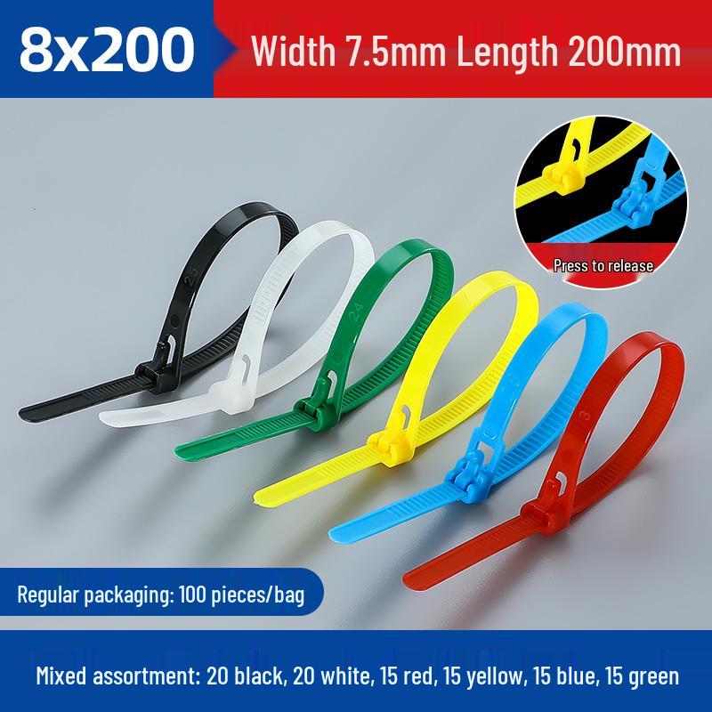 Adjustable Colored Nylon Zip Ties with Widened Plastic Buckle - Reusable Cable Straps