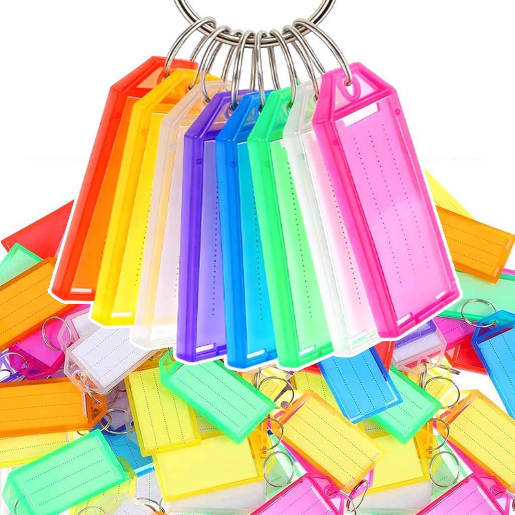 18pcs Colorful Plastic Transparent Flap Key Labels - DIY Double-Sided Marking Tags for Keychain, Airport/Hotel Luggage ID, ZSY