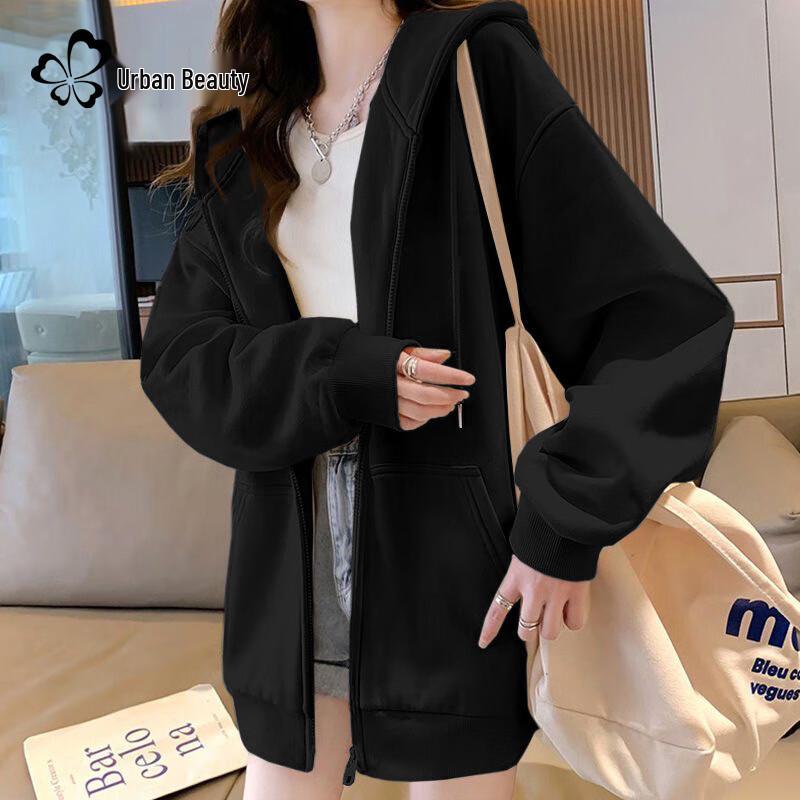 Women's Loose Fit Full-Zip Hooded Sweatshirt