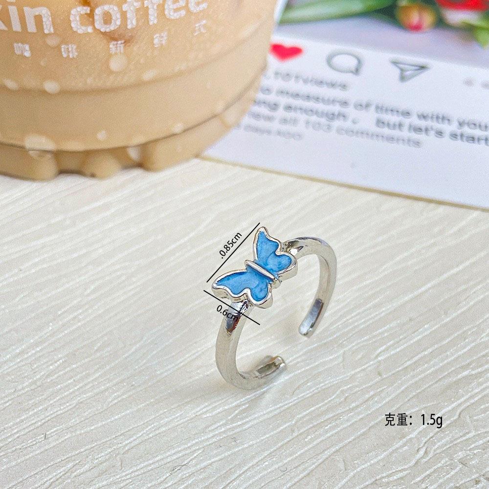 Creative drip butterfly ring Vintage opening Adjustable Internet celebrity ins Index finger ring Joint ring