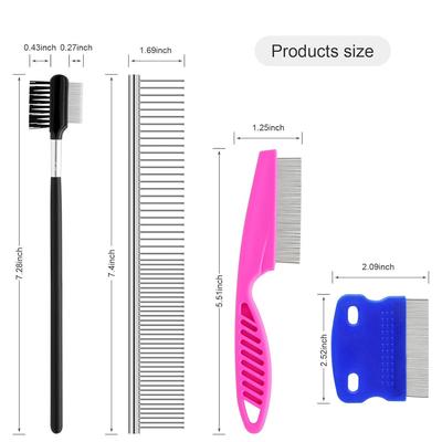 Pets Grooming Comb Kit for Small Dogs Puppies Cat for Tear Stain Remover, 2-in-1 with Round Teeth To Remove Knots Crust Mucus