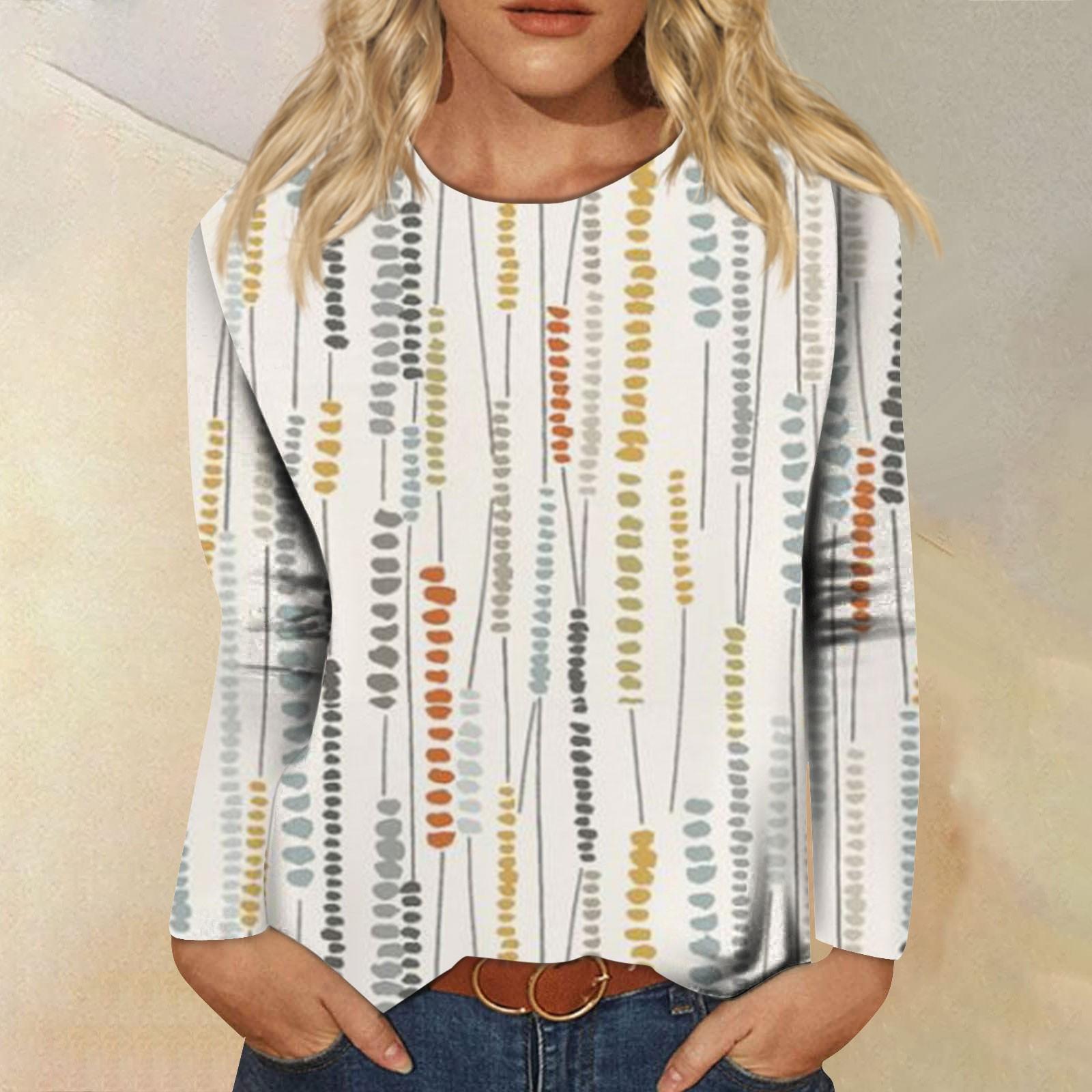 

Женская мода, повседневная блузка с длинным рукавом и круглым вырезом, пуловер с принтом XL жёлтый