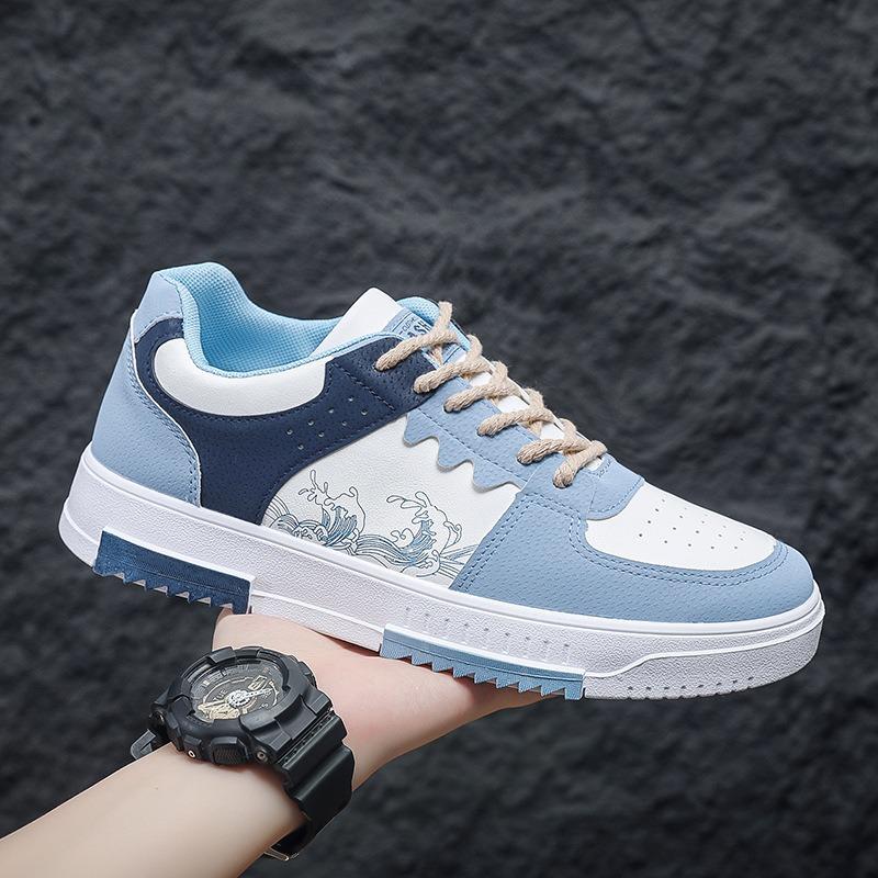 Mens Breathable White Thick Sole Fashion Versatile Casual Sports Skate Shoes