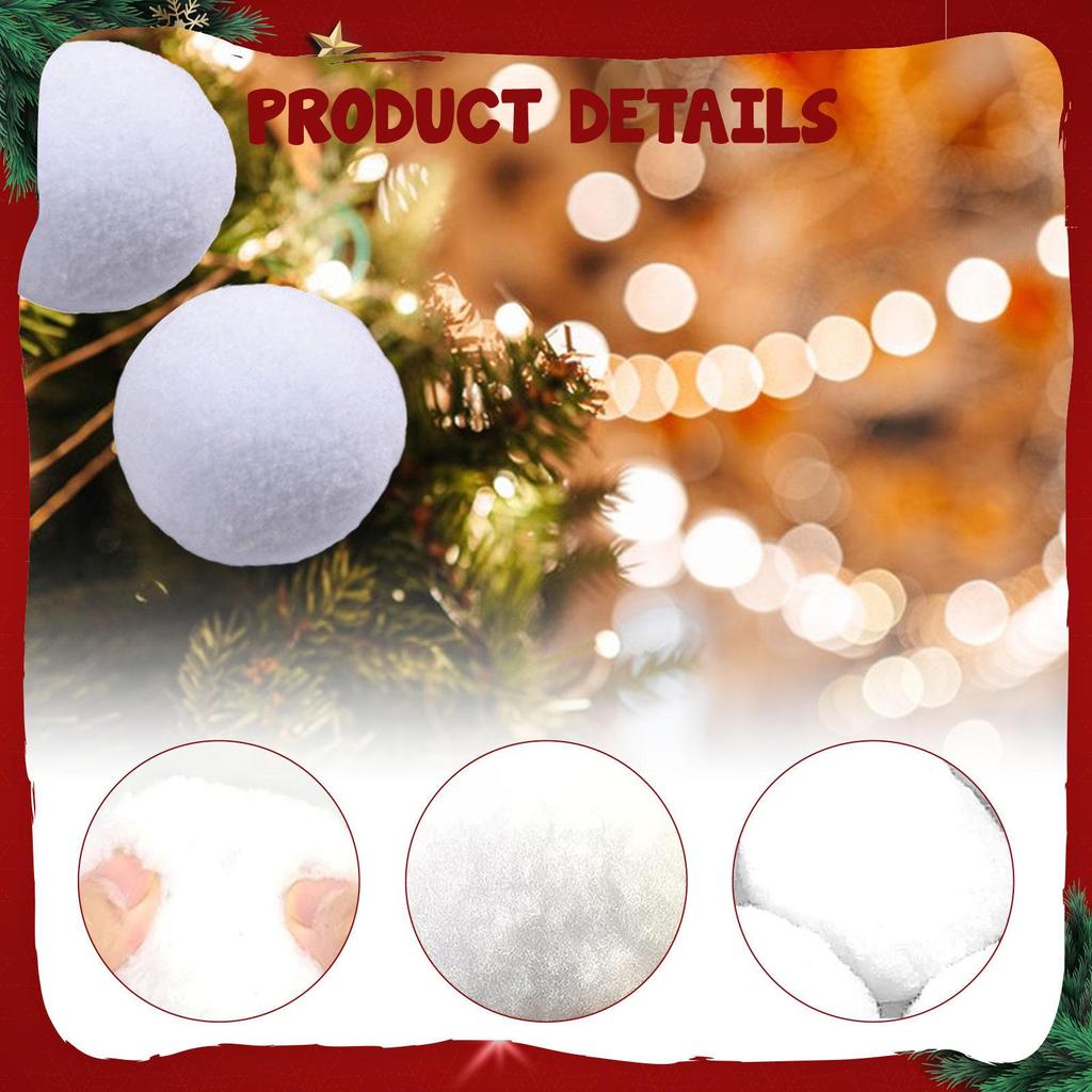 20 Pieces Artificial Snowballs Christmas Tree Ornaments Fake Synthetic Fiber Snowball