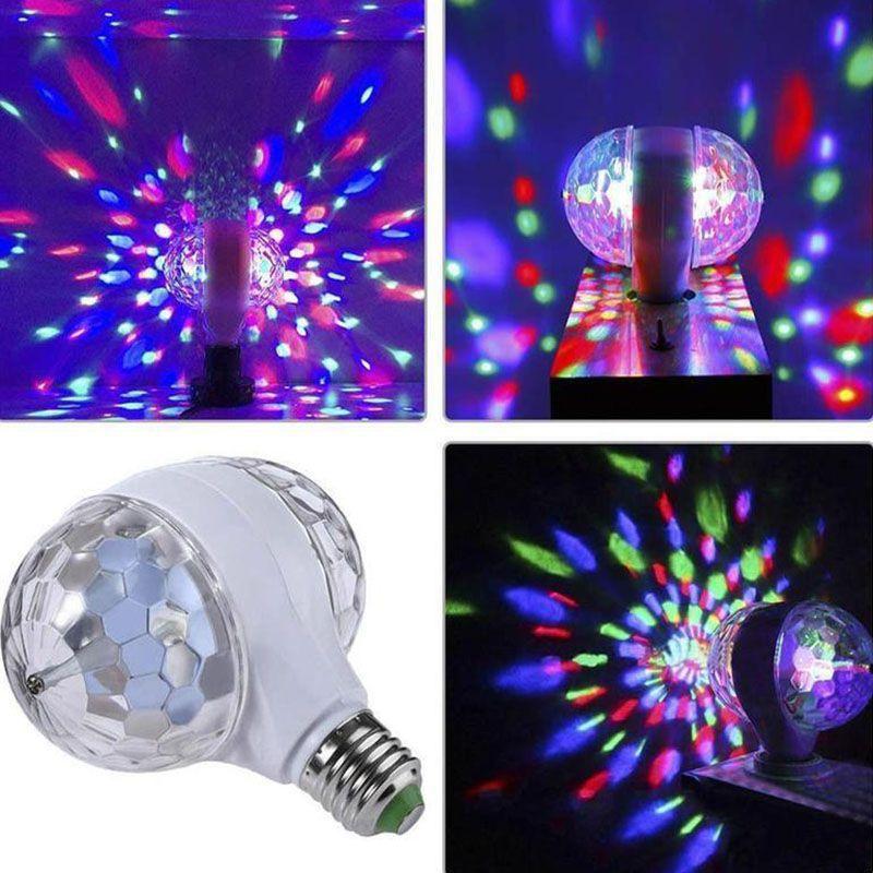 E27 Doubleheaded 6w Led Ball Stage Rgb Light Bulb Rotating Lamp Ktv Party Disco