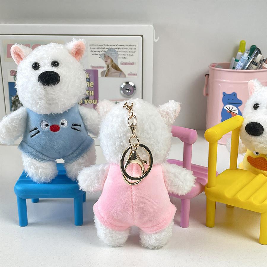 Adorable West Highland Terrier Plush Toy Cute Costumed Dog Stuffed Animal Keychain