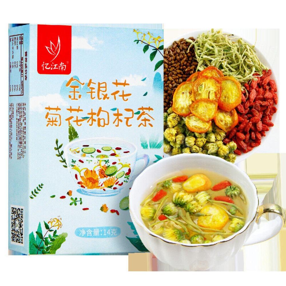 Honeysuckle Chrysanthemum Goji Herbal Detox Tea 14g Energy Support Natural Drink 01