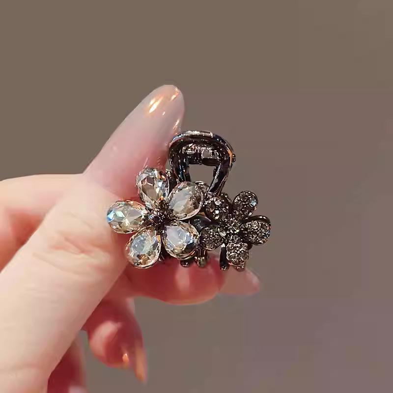 Crystal Flower Hair Claw Clip - Korean Style 2025