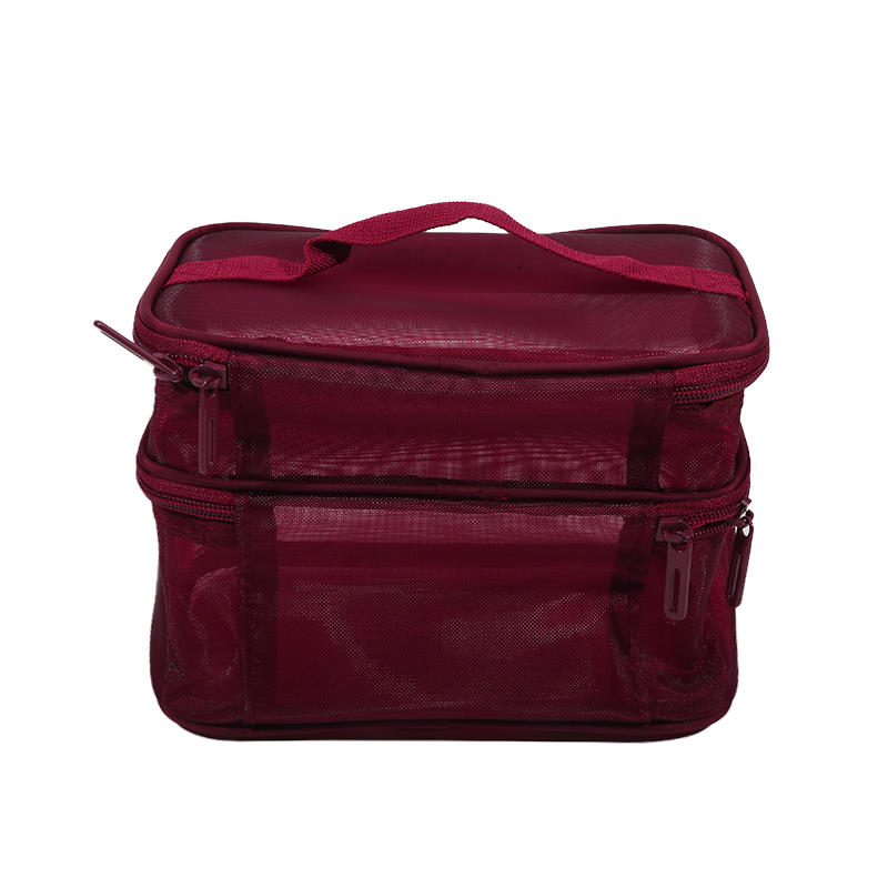 Women Clear Mesh Cosmetic Bag Dual Layer Travel Toiletry Bags Make Up Organizer Waterproof Brushes Holder Pouch