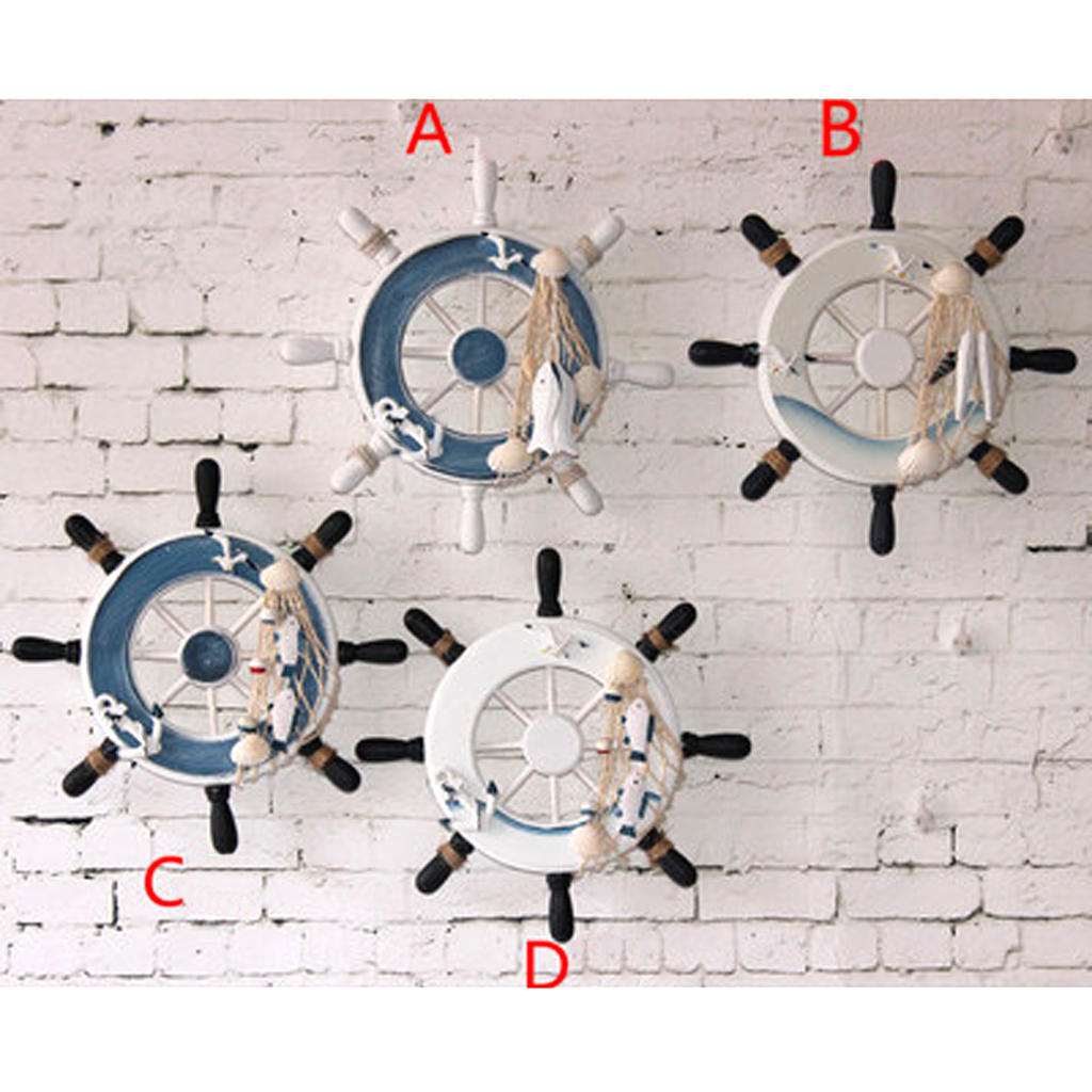 Ship Steering Wheel Net Beach Shop Home Wall Ornament